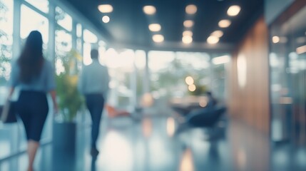 Business office with blurred people casual wear, with blurred bokeh background