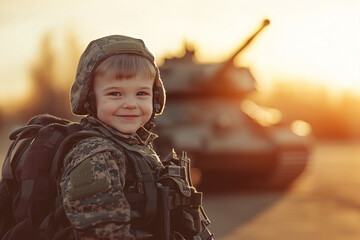 Children in military uniform, Child soldiers.