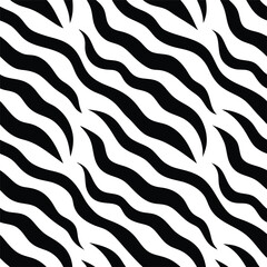 Seamless Zebra Animal Fur Pattern Vector Design.