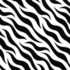 Seamless Zebra Animal Fur Pattern Vector Design.