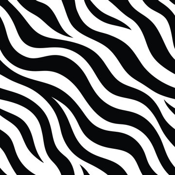 Seamless Zebra Animal Fur Pattern Vector Design.