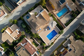 A sustainable urban neighborhood with energy-efficient homes. Beautiful simple AI generated image