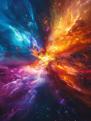 stunning cosmic explosion with radiant colors and plasma bursts