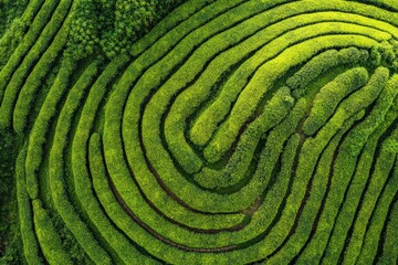 Fototapeta premium Expansive green field with flourishing plants under a clear, blue sky, photo-realistic landscape emphasizing vivid colors and details. Beautiful simple AI generated image