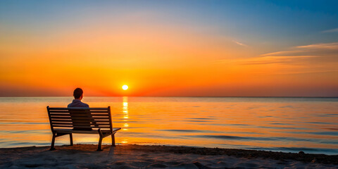 Obraz premium A serene moment watching the sun setting over the horizon, sunset, evening, nature, beauty, sky, colorful, landscape, peaceful
