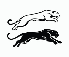 Wild animal black panther silhouette EPS vector isolated illustration template on a white background