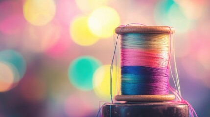 Spool of thread blurred background. Generative AI
