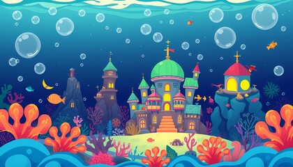 illustration of an underwater temple
