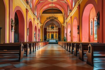 Fototapeta premium A dilapidated concrete structure, possibly a building or a tower, located in a desert-like environment during sunset.. Beautiful simple AI generated image