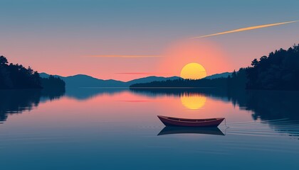 Fototapeta premium sunset over the lake