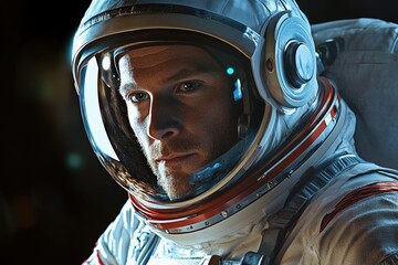 Fototapeta premium astronaut floating in outer space nebula galaxy stars background animation -- 4k new stock video footage . Beautiful simple AI generated image
