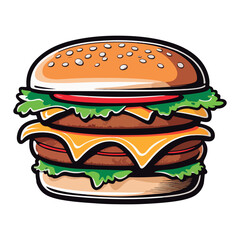 Retro-style hand-drawn vector illustration of a big hamburger
