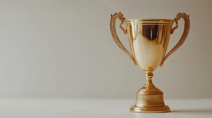 Golden trophy cup isolated on white background.