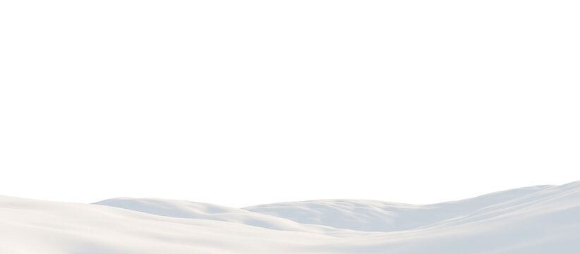 Snow-Covered Hills Under a Calm Sky. 3D render.	
