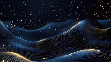 Abstract background with star Dark blue and gold particle transparent background