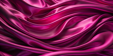 Obraz premium Smooth and flowing magenta silk with abstract wavy patterns , abstract, silk, fabric, texture, background, flowing, elegant, luxurious