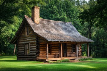 Rustic log cabin  embracing north american frontier architecture with sturdy wooden design