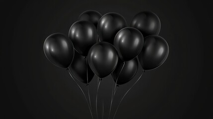 Black Friday, black balloons on dark background transparent background