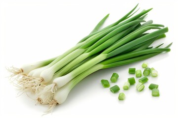 Obraz premium A fresh Scallion isolated on white