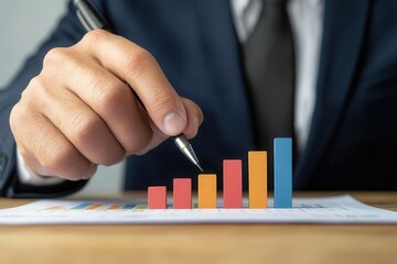 Sales manager leading a meeting on revenue forecasting, using charts and reports to project future sales Revenue forecasting, Sales planning