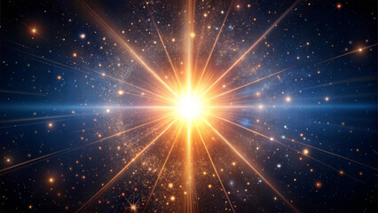Brilliant starburst illuminating vast cosmic expanse with radiant energy