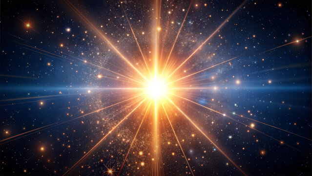 Brilliant starburst illuminating vast cosmic expanse with radiant energy