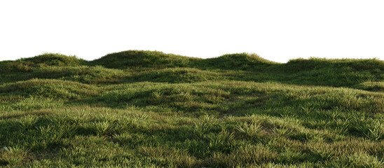 Hills with grass on a transparent background. 3D rendering.	
