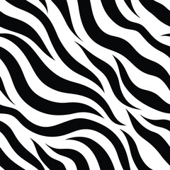 Seamless Zebra Animal Fur Pattern Vector Design.