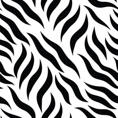 Seamless Zebra Animal Fur Pattern Vector Design.