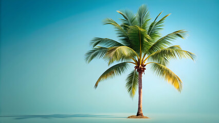 Fototapeta premium Palm tree isolated on background, tropical, green, nature, vibrant, exotic, beach, vacation, palm leaves, summer, paradise