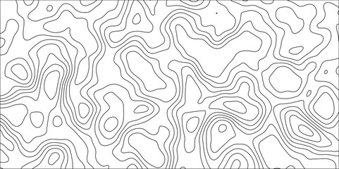 Abstract black & white topographic Contour Scheme and Terrain on old paper. Geographic mountain terrain. Contour map background. Cartographic Weave with seamless striped patterns and wavy Lines