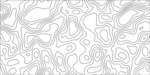 Abstract black & white topographic Contour Scheme and Terrain on old paper. Geographic mountain terrain. Contour map background. Cartographic Weave with seamless striped patterns and wavy Lines