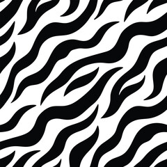 Seamless Zebra Animal Fur Pattern Vector Design.