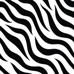 Seamless Zebra Animal Fur Pattern Vector Design.