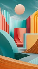Fototapeta premium Abstract 3D Background with Colorful Shapes and a Sphere