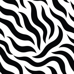 Seamless Zebra Animal Fur Pattern Vector Design.