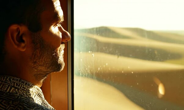 Tunisian Man Reflecting on Life by the Window