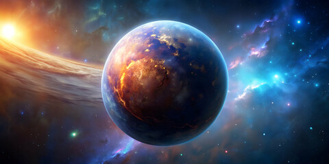 A beautiful, mysterious planet floating in the vastness of space, space, planet, universe, cosmic, astronomical, celestial