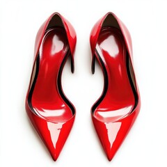 Fototapeta premium A pair of shiny red high heel shoes.