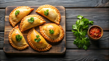 Empanadas pleasurable on background, Empanadas, pleasure,background, food, snack, baked, Latin American, cuisine