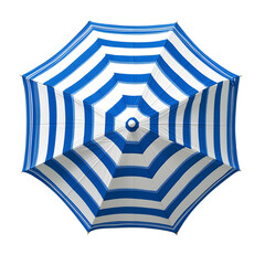 Fototapeta premium blue and white striped beach umbrella isolated on transparent background Generative Ai.
