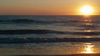 Blurred bokeh of a sunrise over a calm ocean