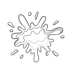Fototapeta premium Water and juice splash liquide. One line stroke outline vector Illustration A water splash, momentary disruption in calmness of pond Fresh juice splashed, playful exhibit of refreshing beverage