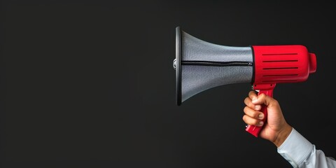 Career Opportunity Alert: Businessman with Loudspeaker in Studio