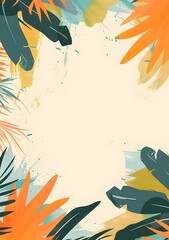 Tropical Leaves Watercolor Border Design