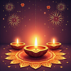 Beautiful and colorful image of three candles in gold