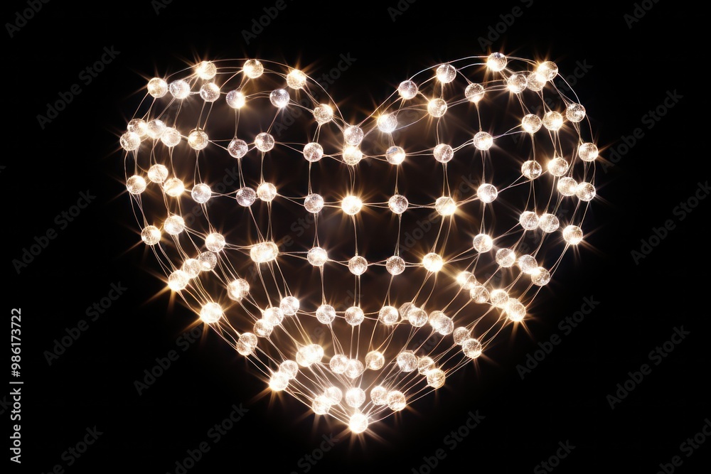 Wall mural a mesmerizing display of heart-shaped string lights forming a glowing heart shape within a larger he