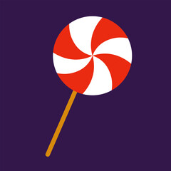 Vector illustration of white and red candy on a stick