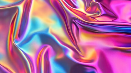 Obraz premium Abstract iridescent fabric background with colorful waves and folds.