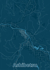 Ashibetsu, Japan artistic map poster